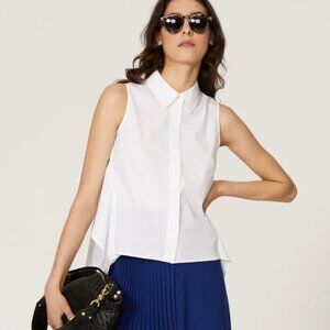 Size 2 - PETER SOM - White Sleeveless Collared Blouse Rent the Runway $290 msrp